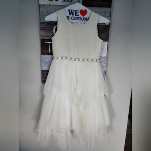 Girls size 10 American Princess Ivory/ gold dress. Beautiful. Drycleaned.